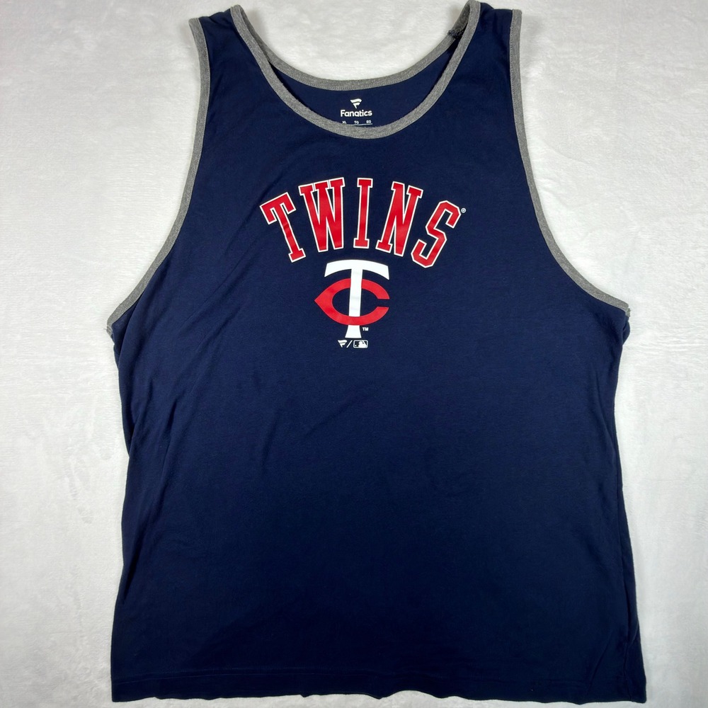 Fanatics Minnesota Twins Tank Top Mens XL Navy Blue Gray Sleeveless MLB Baseball